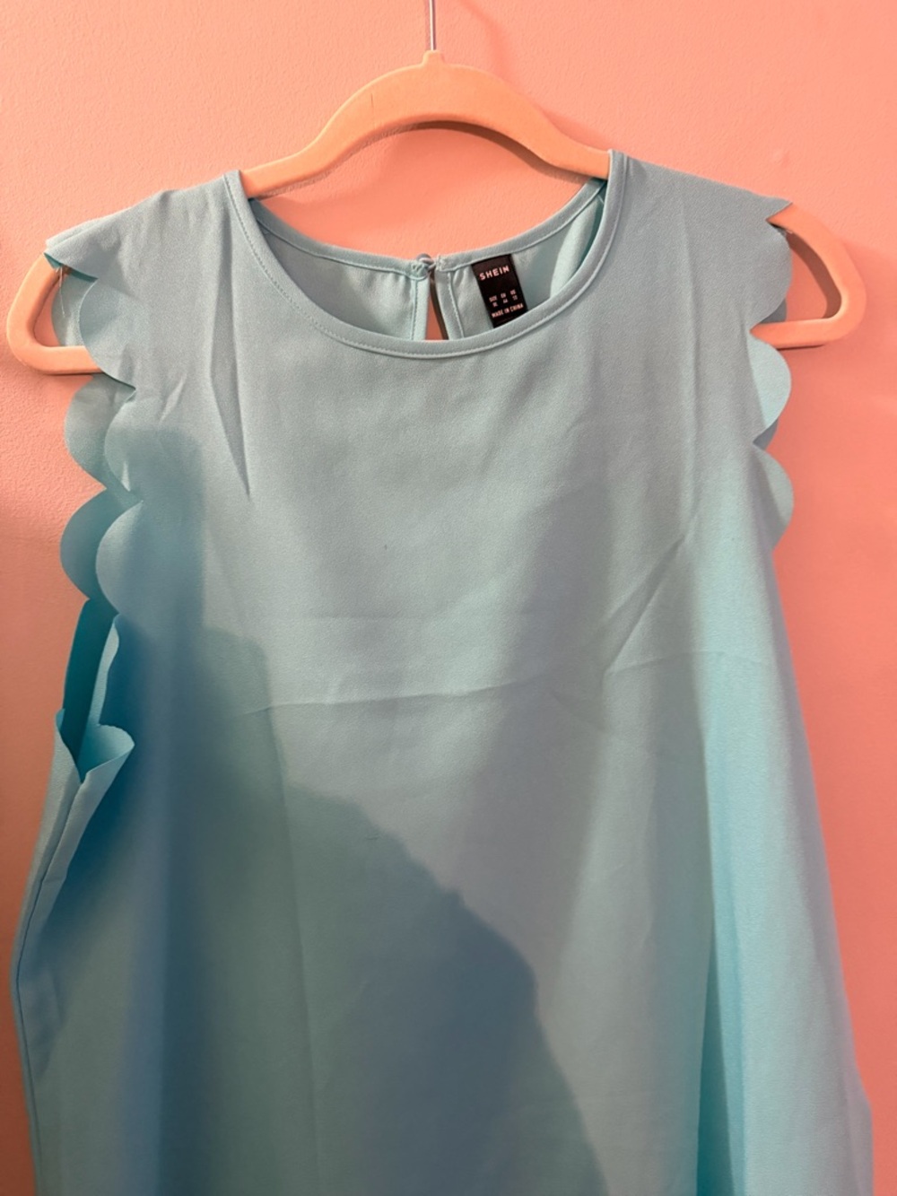 NWOT, XL Women’s SHEIN Scalloped Sleeve Aqua Blue Shell Tunic Dress